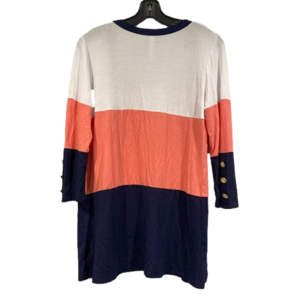 White, Pink, and Navy Cardigan - Emerald - Size Small - Picture 2 of 3